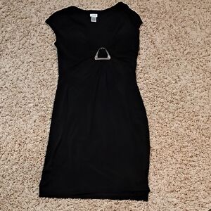 Chic Black Mini Dress with Silver Accent